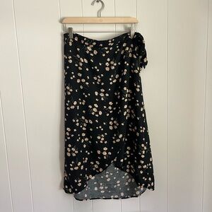 American Eagle Outfitters Black Floral Midi Skirt